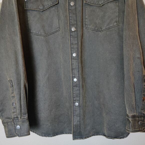 Vtg 90s North River Faux Leather Coated Canvas Snap Button Outdoor Work Shirt XL - Picture 4 of 10